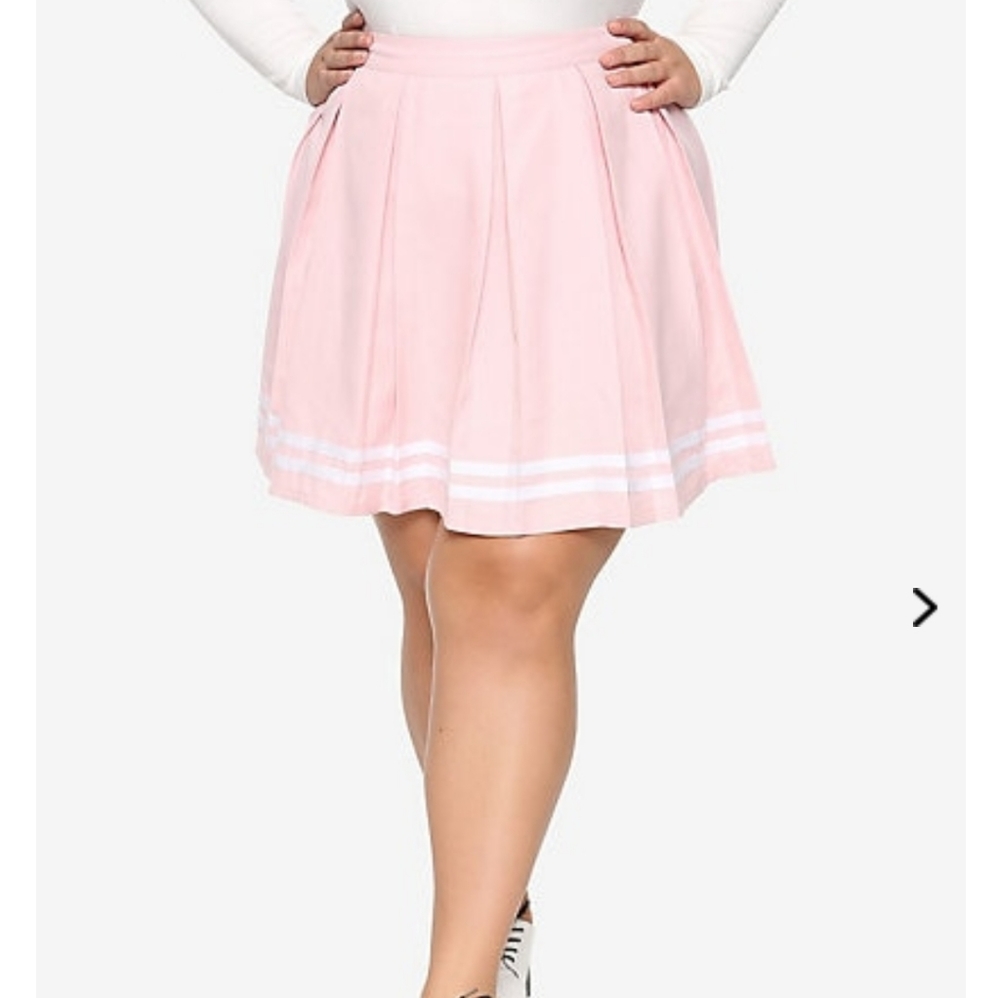Pink and white pleated skirt